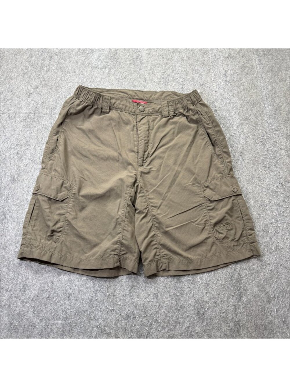 North Face Cargo Shorts Men M Brown Nylon 10" Elastic Waist